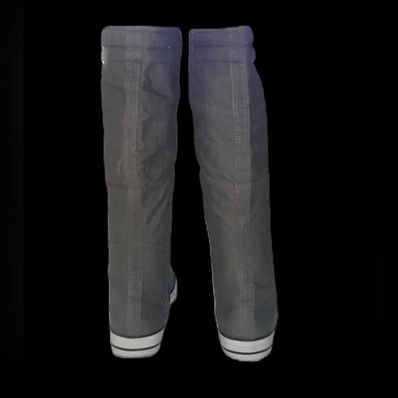 Mengsai Hi Top Knee High Edgy Gray Tie Zipper Canvas Sneakers  Size 8 - Picture 7 of 14